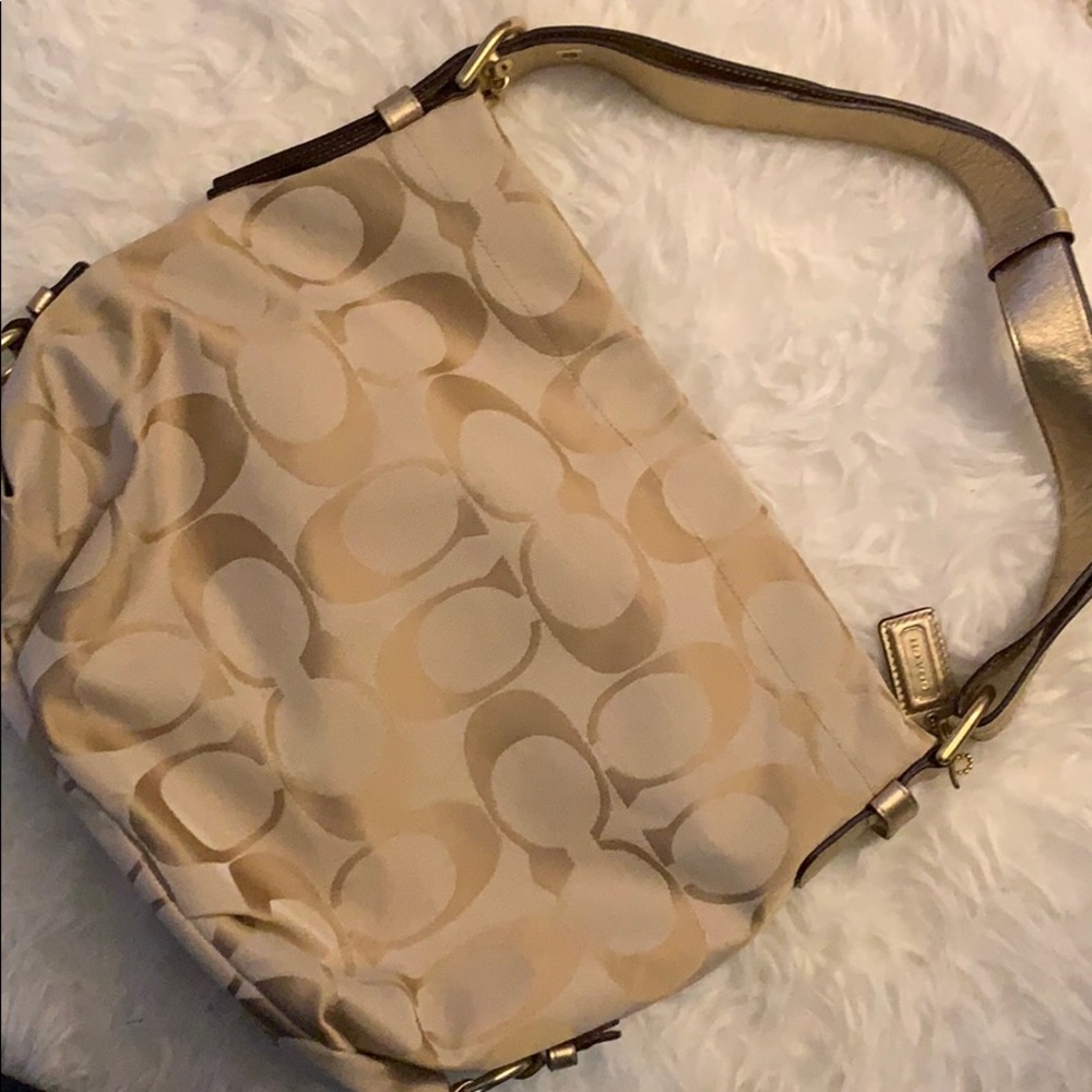 COACH Khaki signature duffle in gold